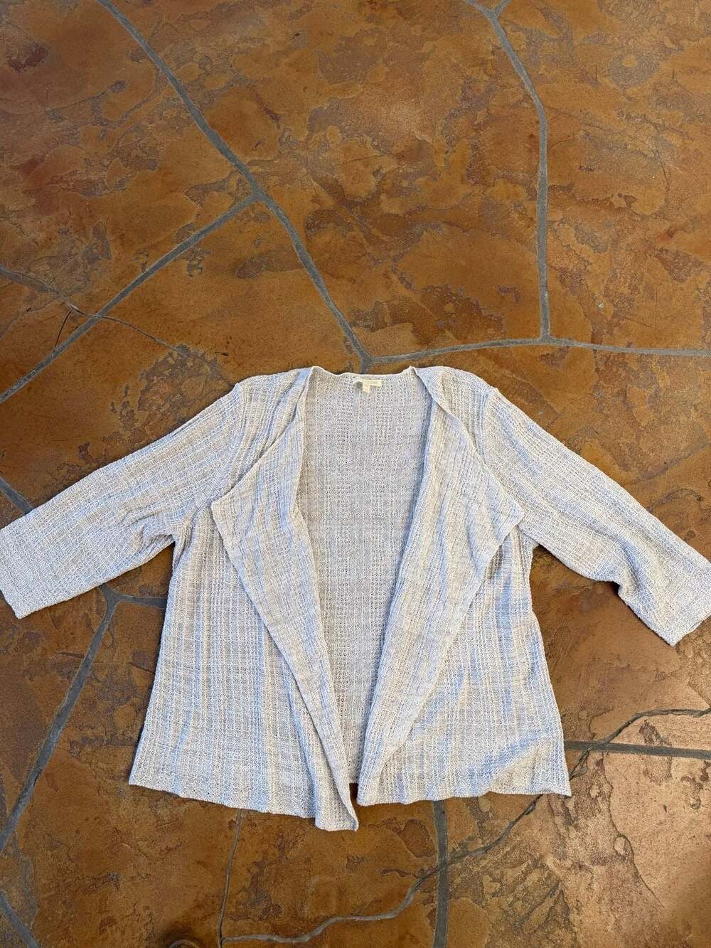 Eileen Fisher Cardigan Size 1X Open Front Knit Gray